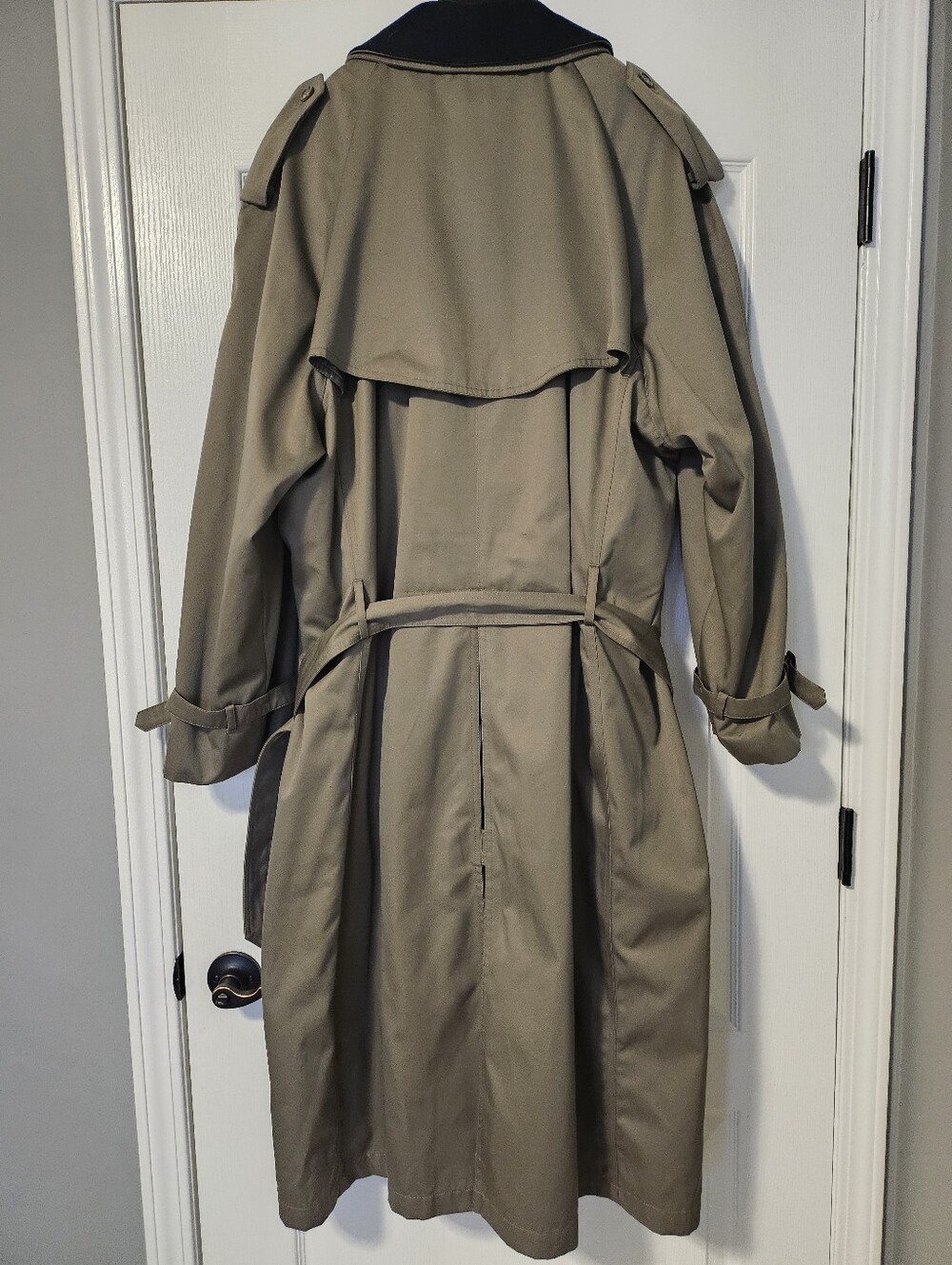 Vintage 90s Lauren Ralph Lauren Khaki Double Breasted Trench Coat 48R Wool Liner - Picture 7 of 16